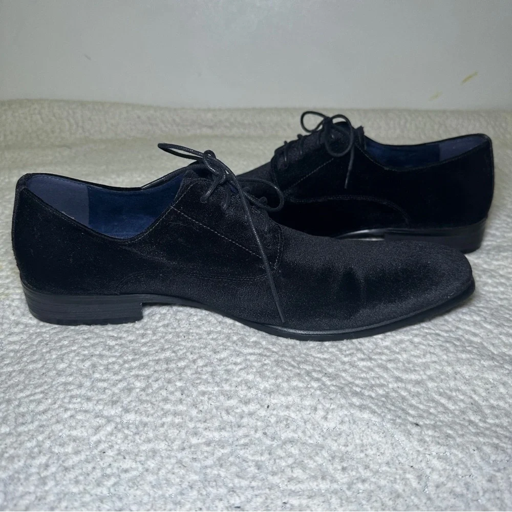 Steve Madden Classic Men’s Markus Black Velvet Oxford Shoes Size 12 Festive